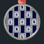 Ornamento De Metal Collage Delft azulejos azuis<br><div class="desc">Collage Delft azulejos azuis</div>