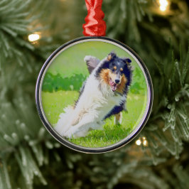 Ornamento De Metal Collie