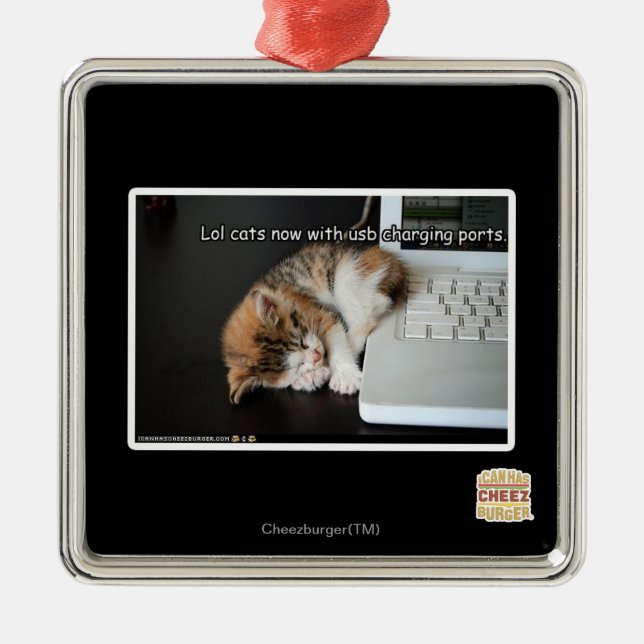 Ornamento De Metal Coloque gatos com USB (Frente)