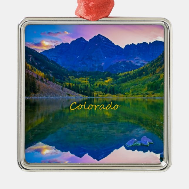 Ornamento De Metal Colorado Rocky Mountains e Lake (Frente)