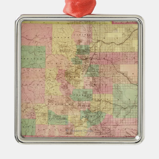Ornamento De Metal ColoradoPanoramic MapColorado (Frente)