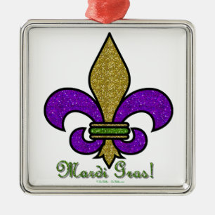 Ornamento De Metal Colorful Mardi Gras Fleur De Lis