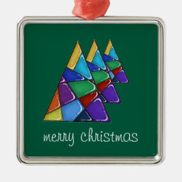 Ornamento De Metal Colorful Patchwork Christmas Tree Ornament