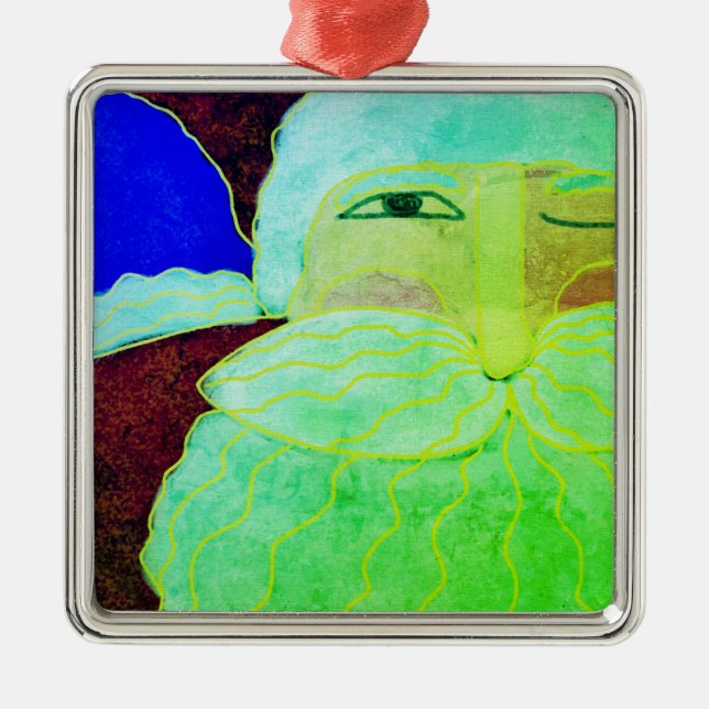 Ornamento De Metal Colorida Abstrato Art Santa Claus (Frente)