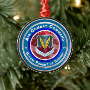 Ornamento De Metal Comando de Combate Aéreo Natal Personalizado