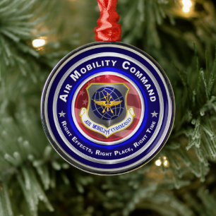 Ornamento De Metal Comando de Mobilidade Aérea Natal Personalizado