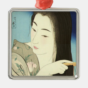 Ornamento De Metal Combing Her Hair (Elegante Japonesa)