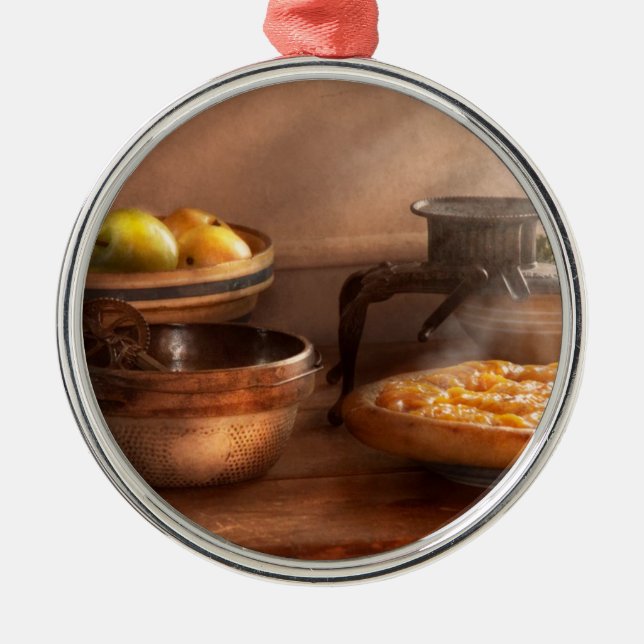 Ornamento De Metal Comida - Torta - Torta de pêssego da mamãe (Frente)