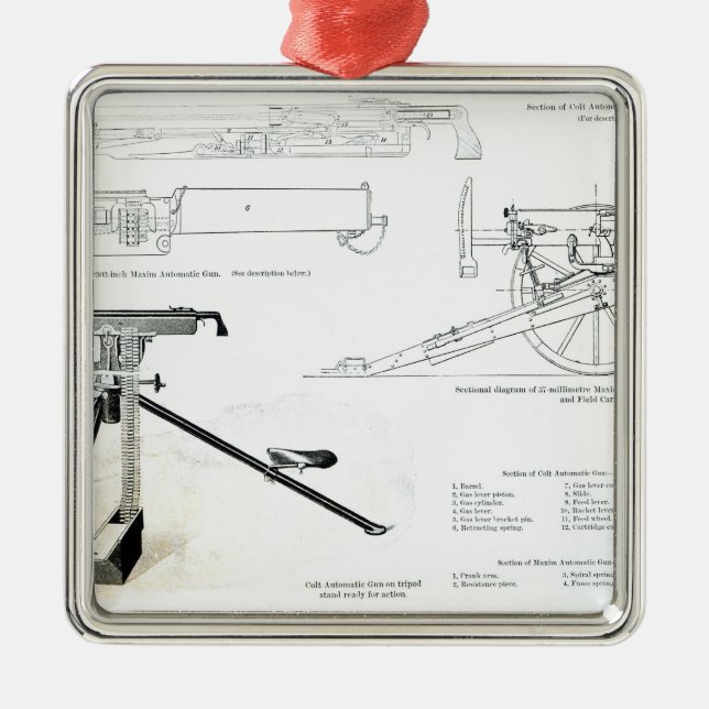 Ornamento De Metal Comparação da arma automática do potro (Frente)