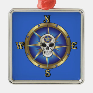 Ornamento De Metal Compass do crânio