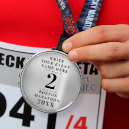 Ornamento De Metal Competição de Medalha de Prata Clássica Simples 2º