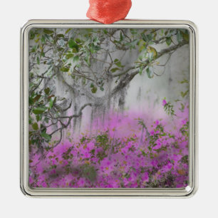 Ornamento De Metal Composição Digital de Azaléias e árvore de magnóli