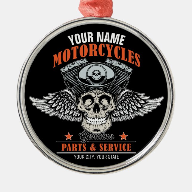 Ornamento De Metal Compro de Motociclos Personalizados do Crânio Voad (Frente)