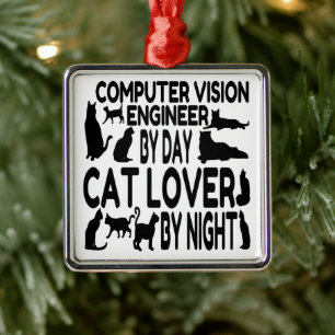 Ornamento De Metal Computer Vision Engineer Loves Cats