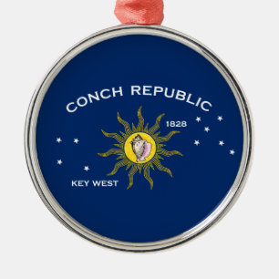 Ornamento De Metal Conch Republic Flag Key West Florida