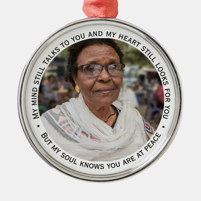 Ornamento De Metal Condolências Memorial da Foto Keepsasait (Frente)