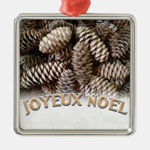 Ornamento De Metal Cone festivo do pinho de Joyeux Noel do feriado