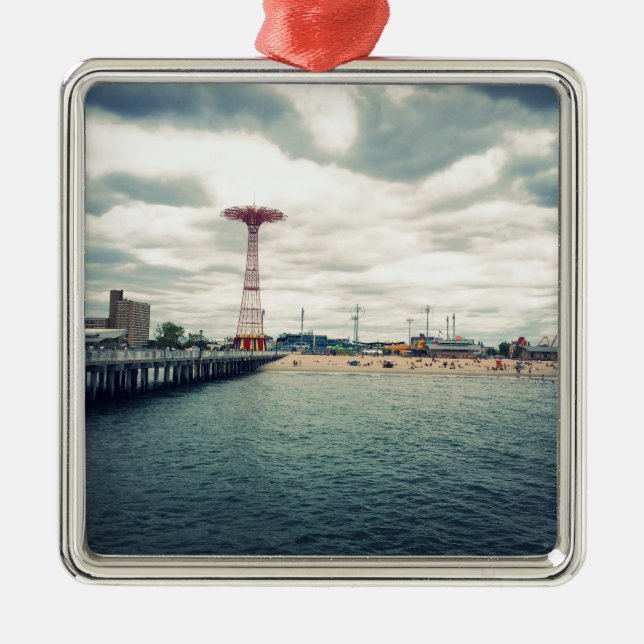 Ornamento De Metal Coney Island Beach Panorama (Frente)