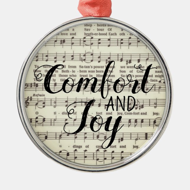 Ornamento De Metal Conforto e Joy Metal Ornament (Frente)