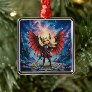 Ornamento De Metal Conheça Emberlyn — a Guardiã do Caos Sorridente