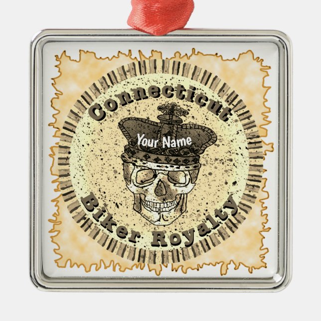 Ornamento De Metal Connecticut Biker  (Frente)