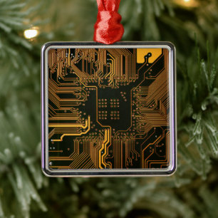 Ornamento De Metal Conselho Nerd de saída PCB Laranja Circuito Eletrô