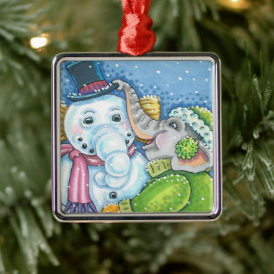ORNAMENTO DE METAL CONSTRUÇÃO DE ELEFANTES DE NATAL DE NATAL, PACHY