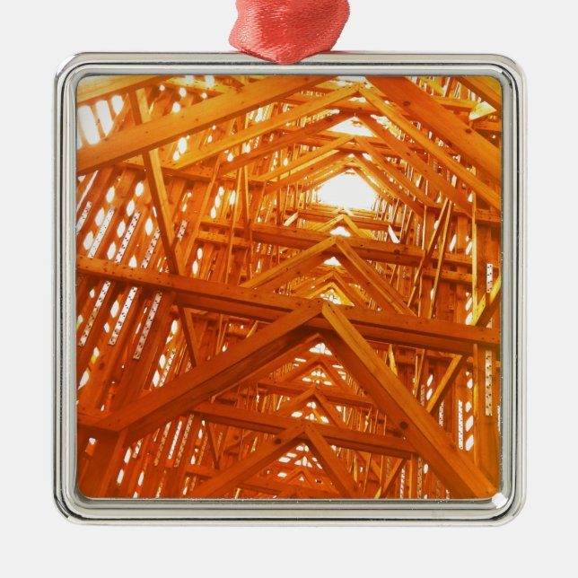 Ornamento De Metal Construção rústica da madeira do celeiro (Frente)