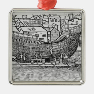 Ornamento De Metal Construindo um navio
