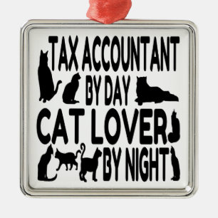 Ornamento De Metal Contabilista de Imposto do Cat Lover