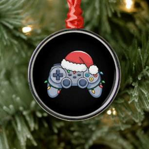 Ornamento De Metal Controlador de Video Game Chapéu de Natal do Papai