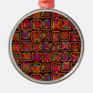 Ornamento De Metal Controlos tribais de Kuna Indian Mola - Vermelho