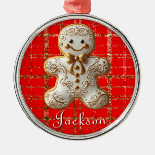 Ornamento De Metal Cookie branco e Dourado