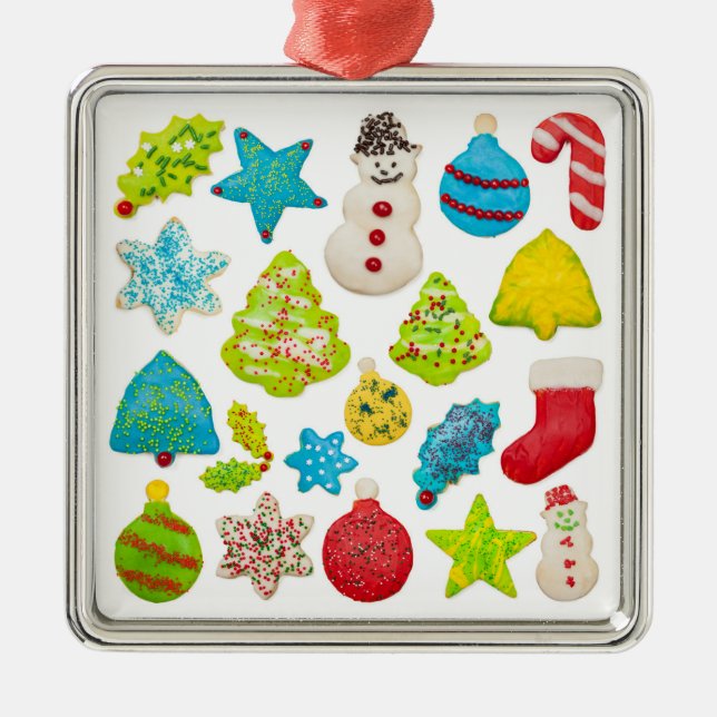 Ornamento De Metal Cookies de Natal (Frente)