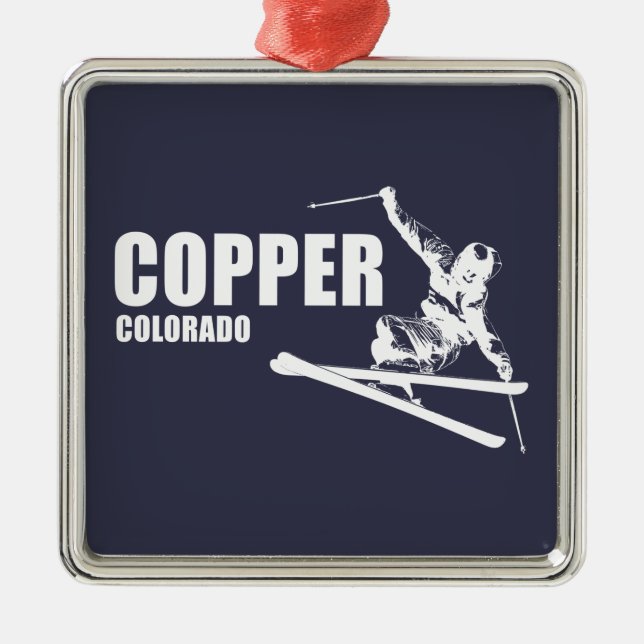 Ornamento De Metal Copper Mountain Colorado Skier (Frente)