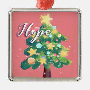 Ornamento De Metal Cor da legenda Hope Árvore de Natal Cor-de-rosa