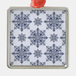 Ornamento De Metal Cor damasco de flocos de neve azuis