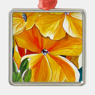 Ornamento De Metal Cor de água original de Wallflower art floral