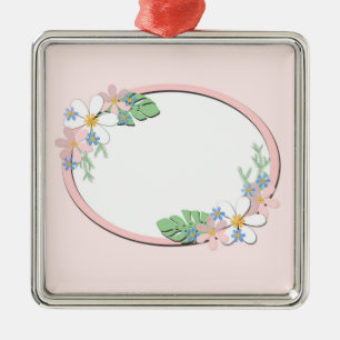 Ornamento De Metal Cor de rosa quadro floral em torno de crianças pr