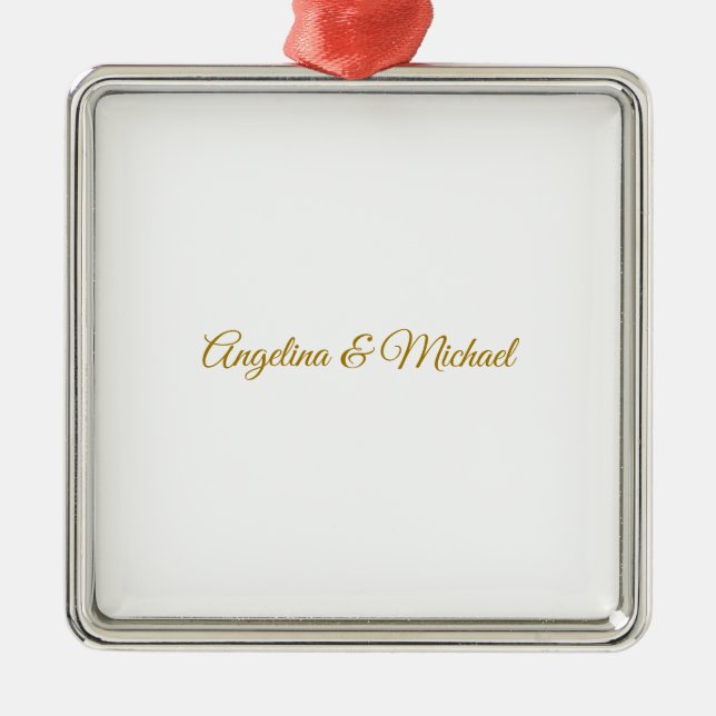 Ornamento De Metal Cor Dourada Elegante Profissional de Caligrafia (Frente)