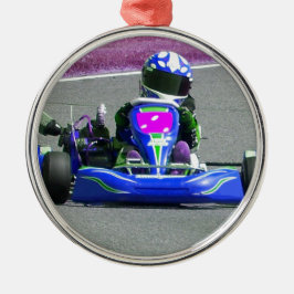 Ornamento De Metal Cor invertida piloto de Kart