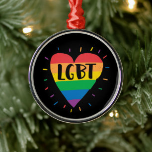 Ornamento De Metal Coração Arco-Íris LGBT