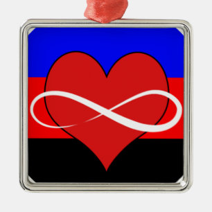 Ornamento De Metal Coração infinito com bandeira
