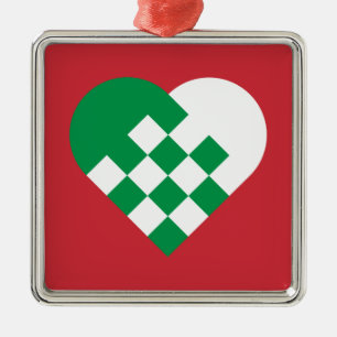 Ornamento De Metal Coração Verde Branco