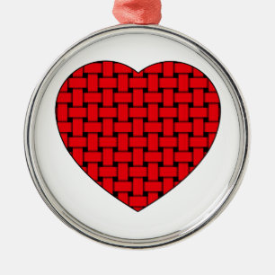 Ornamento De Metal Coração Vermelho Weaved