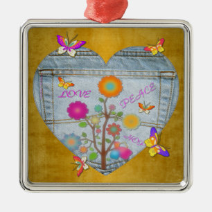 Ornamento De Metal Corações de Flores de Borboletas de Metal em Bolso