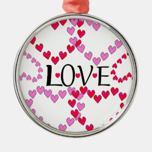 Ornamento De Metal Corações Pequenos Rosa Vermelho AMOR