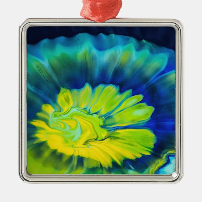 Ornamento De Metal Corante azul e amarelo (Frente)