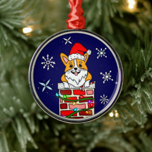 Ornamento De Metal Corgi de Natal Personalizado