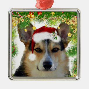 Ornamento De Metal Corgi Tricolor do Natal